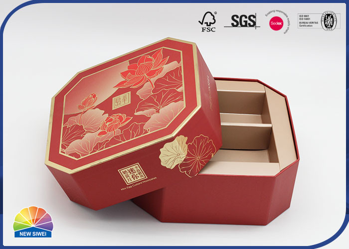 Gold Stamping Logo Octagonal Paper Box With Lid Festival Present Package