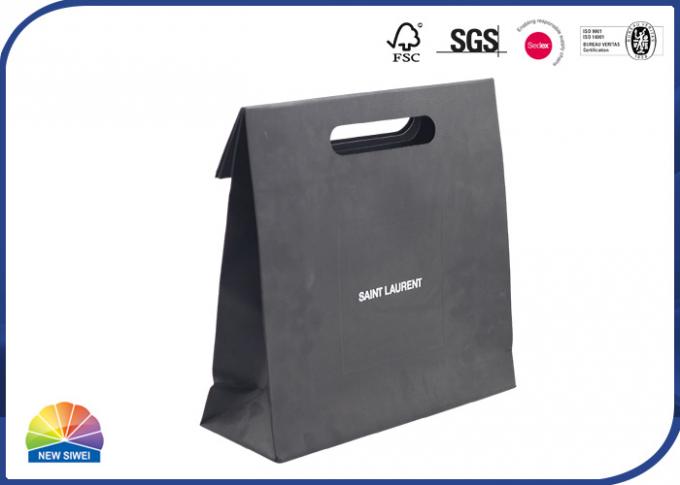 Die Cut Handle Matte Paper Shopping Bags Adhesive Seal Cloth Packaging 0