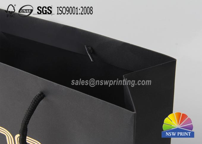 Custom Hot Stamping Logo Luxury Black Cardboard Paper Packaging Bag For Clothes 0
