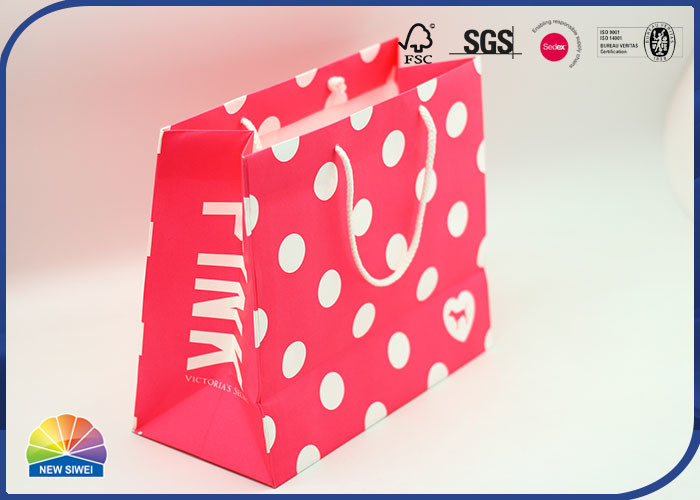 Customized Size Logo Varnishing Paper Shopping Bag With Nylon Handle