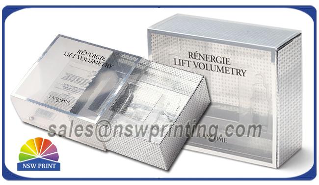 Serum , Cream , Treatments Packaging Rigid Gift Box With Transparent PVC / PET Sleeve 0
