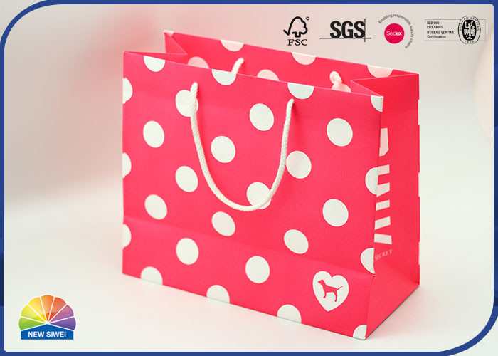 Customized Size Logo Varnishing Paper Shopping Bag With Nylon Handle