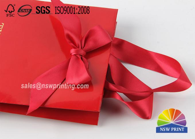 Hot Stamping Logo Exquisite Small Personalised Paper Bags With Ribbon Handle 0