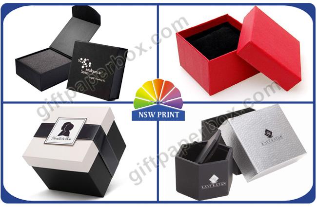 Black or Red Custom Jewelry Gift Box with Logo Printed for Wedding Ring Packaging 0