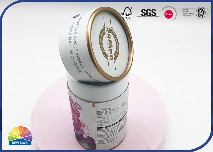 4C Print Round Paper Packaging Tube Embossing Inner Eco Friendly