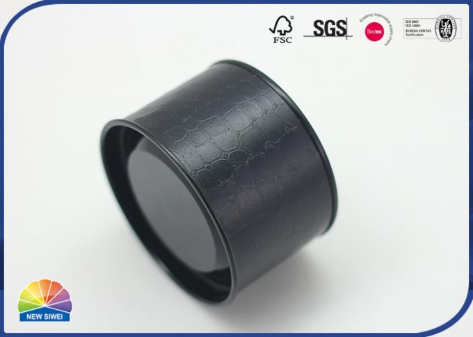 Black Imitation Crocodile Leather Surface Composite Paper Tube With Stainless Steel Cap 0