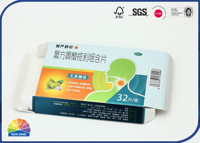 Silver Cardboard Medicine Packing Tablets Folding Box