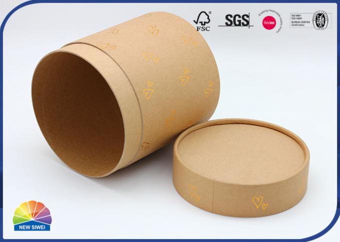 Gold Stamping Heart Socks Scarf Brown Kraft Paper Packaging Tube 0