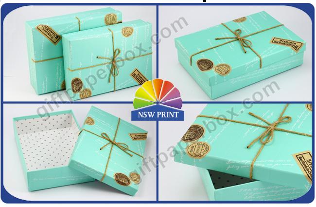 Custom Logo Printed Paper Boxes with Lids , Rectangle Hard Cover Decorative Box for Wedding Gift 0