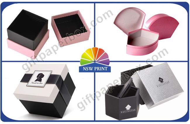 Hard Cover Cardboard / Kraft Paper Gift Box Pink Luxury Small Jewelry Box 0