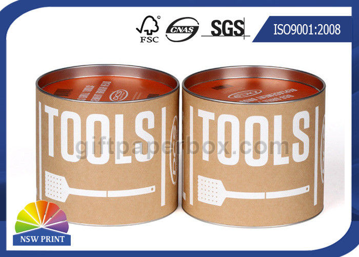 Custom Kraft Paper Tube Round Paper Packaging Can with Metal Tin Lid / Base OEM