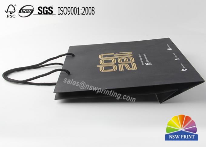 Custom Hot Stamping Logo Luxury Black Cardboard Paper Packaging Bag For Clothes 1