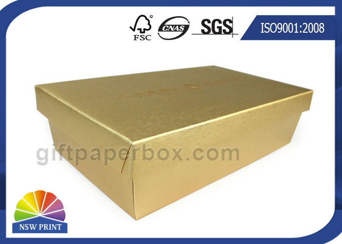 Gold Texture Paper Two Pieces Rigid Set Up Box For Gift Set Promotion