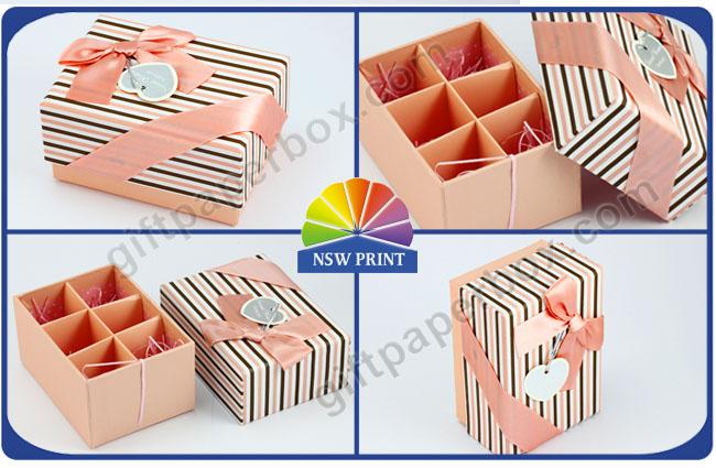 Fashion Reusable Hard Cover Pink Lovely Paper Box with Dividers Inside , Wedding Gift Boxes 0