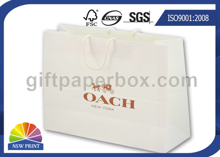 Elegant White Kraft Paper Tote Bag / Paper Shopping Bags with Handles for Garment Packaging