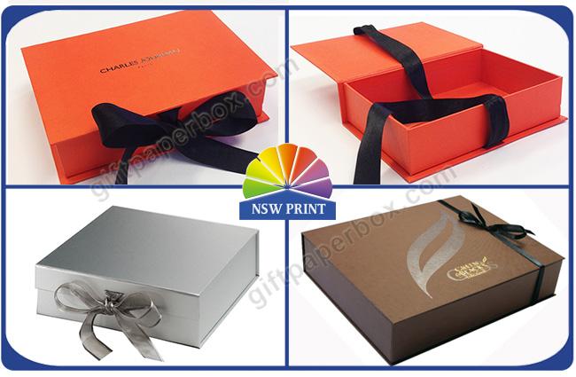 Customized Design Ribbon Closure Cardboard Gift Box 4C Printing 0