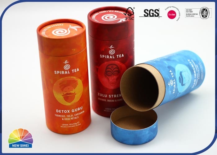 Custom Colorful Printed Tea Paper Packaging Tube Matte Lamination