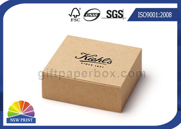 Logo Printed Brown Kraft Paper Hinged Lid Gift Box With Magnetic Closure