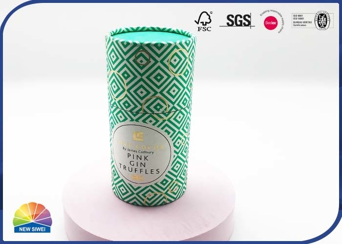 Cylinder Paper Packaging Tube 4C Print For Tea Packaging 157gsm