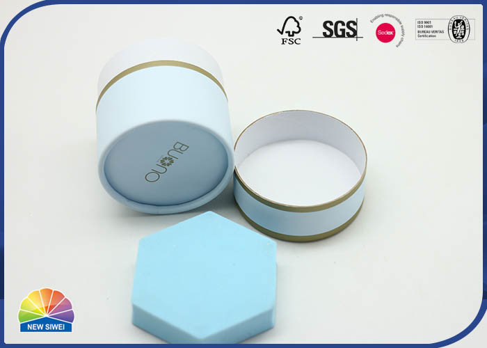 Blue Customized Small Paper Gift Tube Designed Logo Matte Lamination