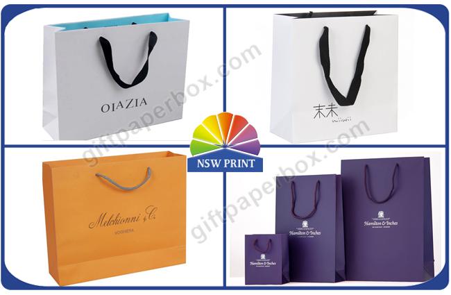 Grosgrain / Cotton Handle Shopping Paper Bags For Retail Promotion 0