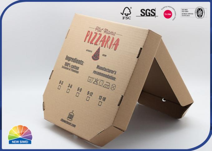 Custom Printed Kraft Paper Pizza Box Food Grade Corrugated Material 0