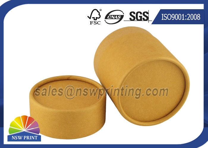 No Printing Kraft Cardboard Tubes Packaging , Cylinder Round Kraft Paper Cans