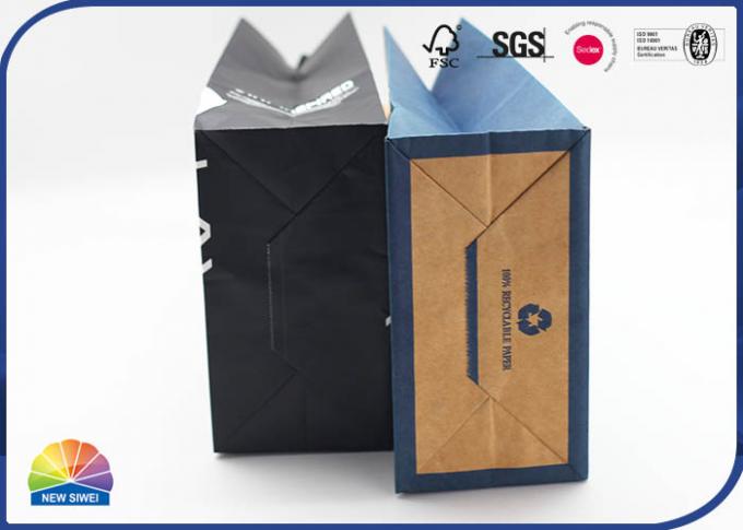 4C printing Kraft Shopping Paper Bags With Handle Customized Eco Friendly 0