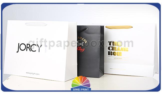 Luxury European Style recycled paper shopping bags Euro Totes with Logo Gold Stamping 2