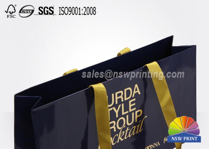 Glossy Laminated Full Color Printed Custom Paper Garment Bags with Ribbon Handle 0