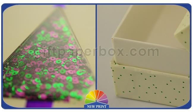 Glitter Powder Cardboard Paper Gift Box Three Pieces With Window OEM / ODM 0