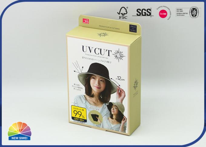 Reusable Retail 350gsm Coated Paper Folding Box Sunhat Packaging 0