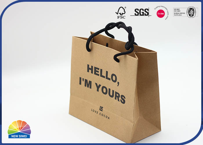 4C Customized Size Logo Kraft Paper Bags With Nylon Handle