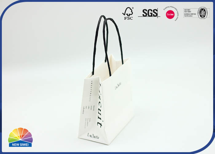 4c Printed Customized Logo White Kraft Paper Shopping Bag With Paper Handle