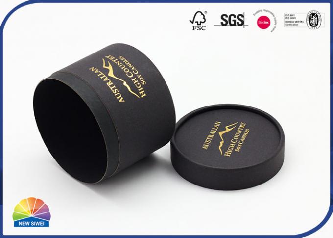 Gold Logo Eco Friendly Black Paper Tube With Lid Candle Packaging 0