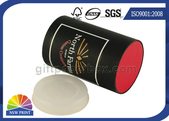 Custom Logo Imprint Plastic Cap Paper Can Packaging , Cardboard Tube Containers