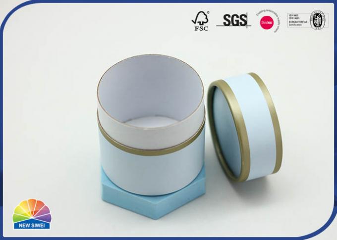 Blue Customized Small Paper Gift Tube Designed Logo Matte Lamination 0