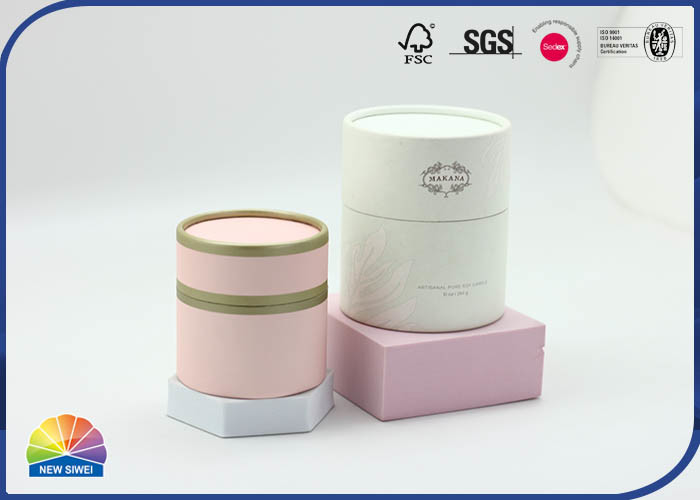 Earth Friendly 4C Printed Candle Packaging Round Cylinder Tube Customized Logo Box