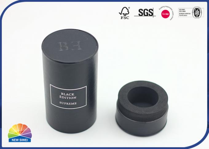 Hot Silver Stamping Composite Paper Tube With Leather Surface Stainless Steel End 50ml 0