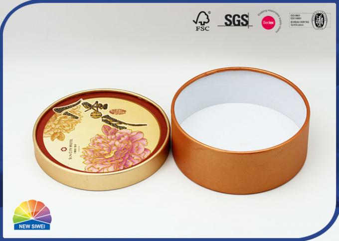 6 Inch Cardboard Tube Mooncake Packaging With Glittering Lid 0