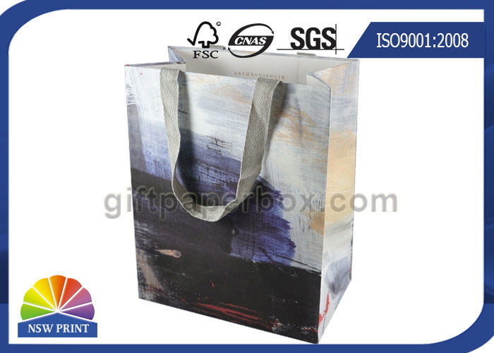 Personalized 190g White Kraft Paper Shopping Bags Full Color Printing SGS Approval