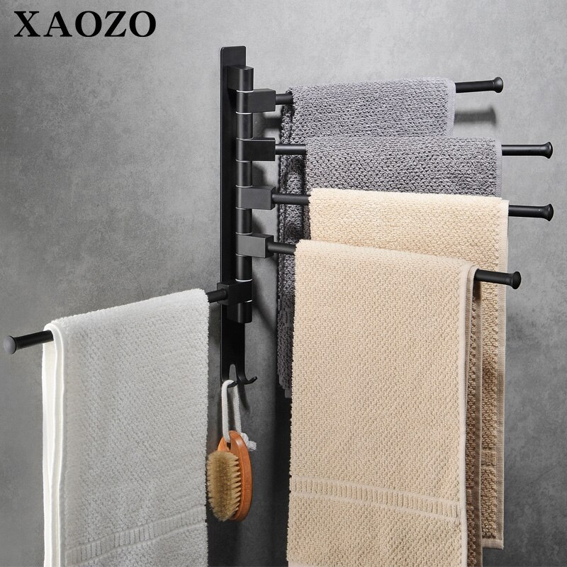 New Bathroom Towel Rack Shelves Aluminum 2/3/4/5 Swing Arm Wall Mounted Shelf Toalha Banheiro holder 180 degree rolation