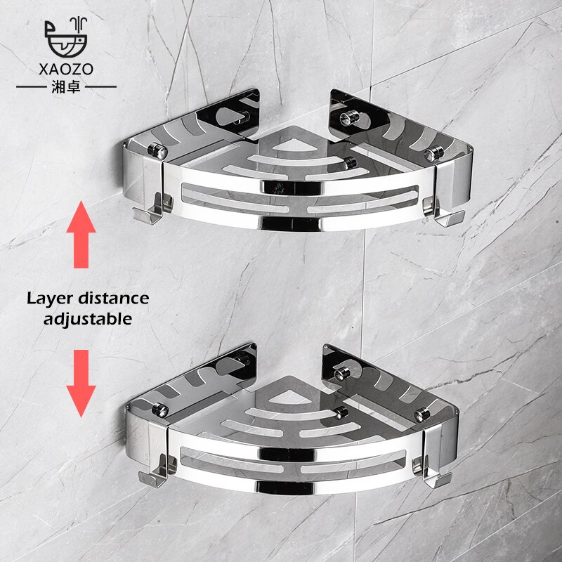 Bathroom shelves hardware Rack 304 Stainless steel Wall Mounted Corner triangle shower holder accessories punch free Chorme
