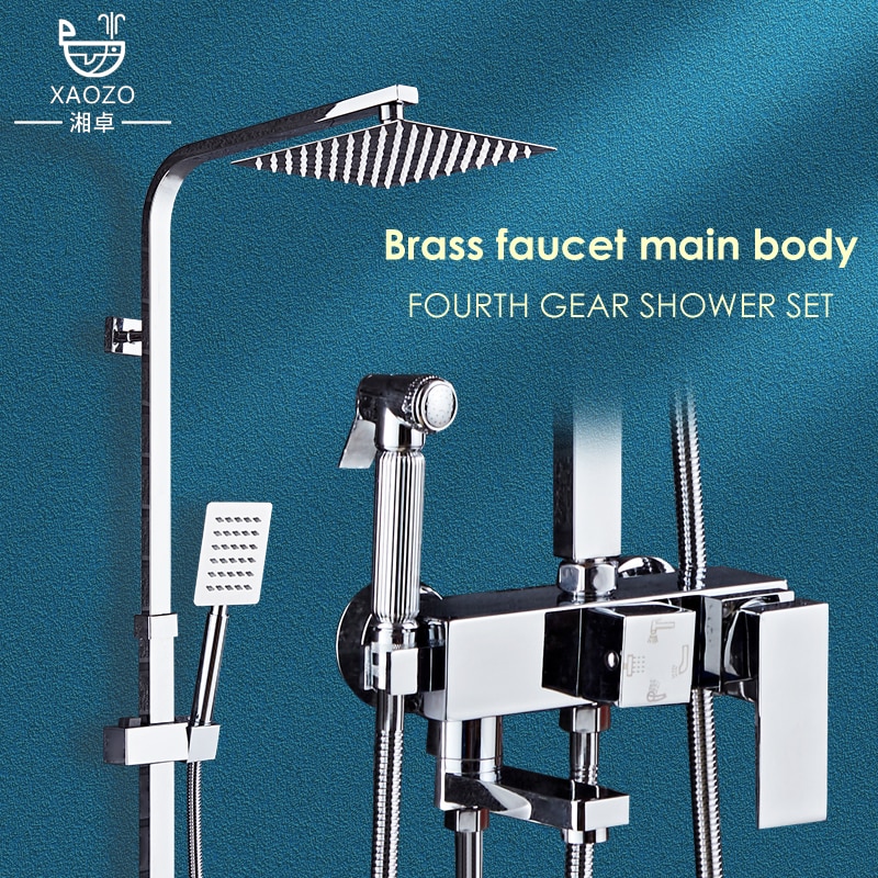 Brass Shower Faucet Bathroom Shower Faucet Bidet Faucet Rain Shower Set Shower Head with Shelf Black/Chrome