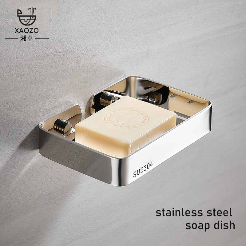 XAOZO 304 stainless steel punch-free soap dish toilet rack wall-mounted black drain soap rack