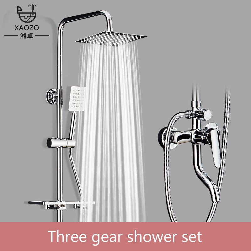 XAOZO Black/Chrome Plating Bathroom Shower Set Household Copper Shower Faucet Wall-mounted Bathtub Faucet Rain Shower