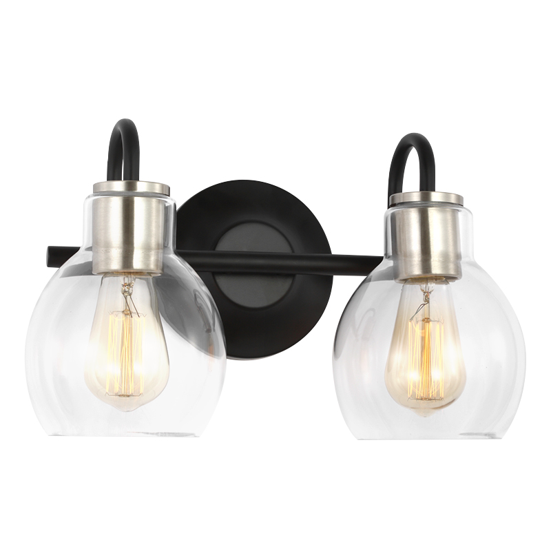 Indoor Lighting Black Brushed Nickel Glass Shield Lamps 120 Watts Bathroom Vanity Lights Fixtures For Vanity Bathroom Led