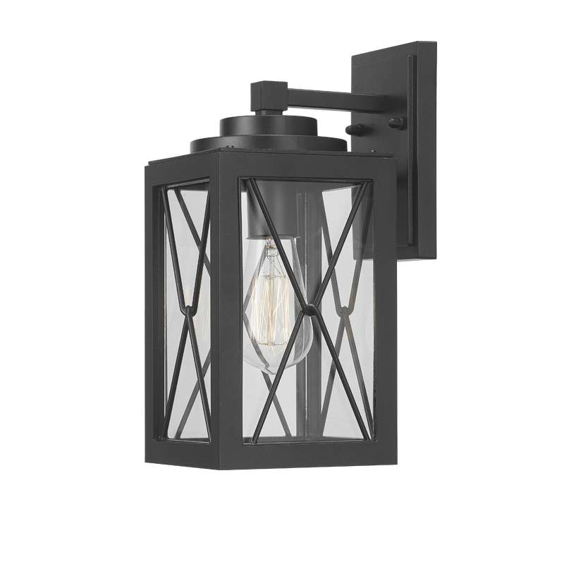 Modern Exterior Wall Sconce in Black Finish with Clear Glass Use in garden