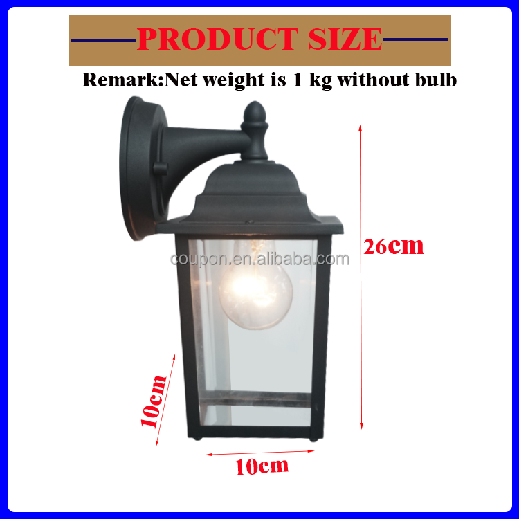 Die Cast Aluminum Outdoor Wall Lantern In Matte Black Finish With Clear Glass Panel
