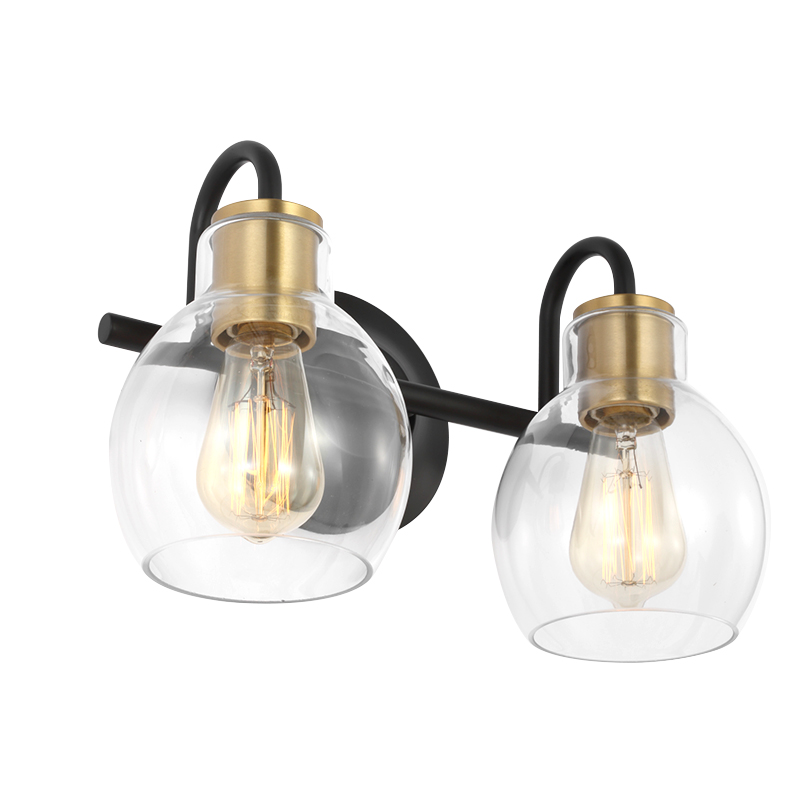 Luxury Waterproof Light Bulb Smart Modern Hung Lighting Lamp Blown Glass Shade Led Bathroom Wall Vanity Light